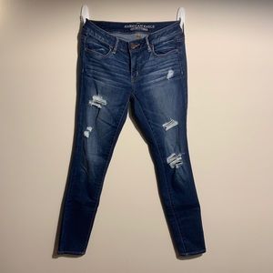 American Eagle Jeggings/Jeans - Ripped, Dark Wash